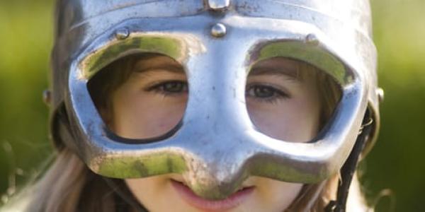Child in Viking mask