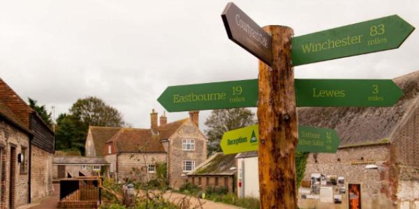 Directions signpost outside YHA South Downs