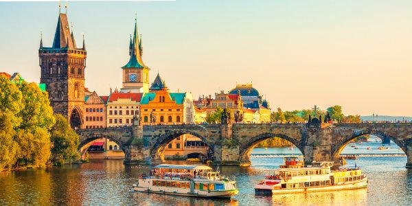 Charles Bridge and architecture of the old town in Prague