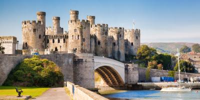 Conwy Castle overlooking river on a sunny day Conwy Castle overlooking river on a sunny day