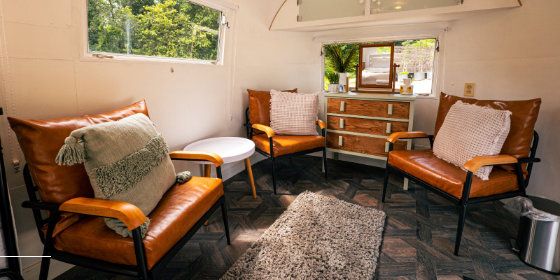 Airstream interior seating area