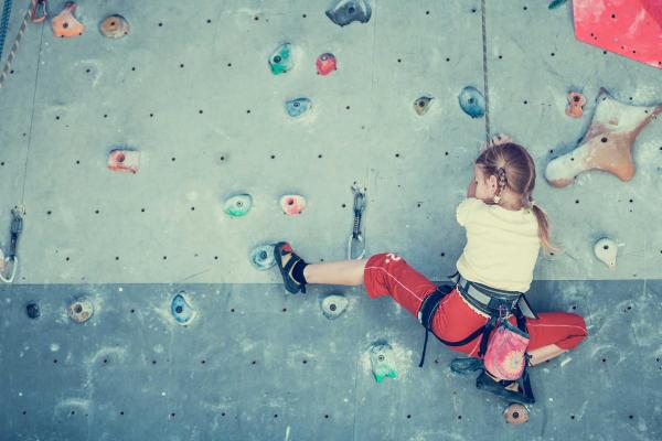 Person climbing on a climbing wall