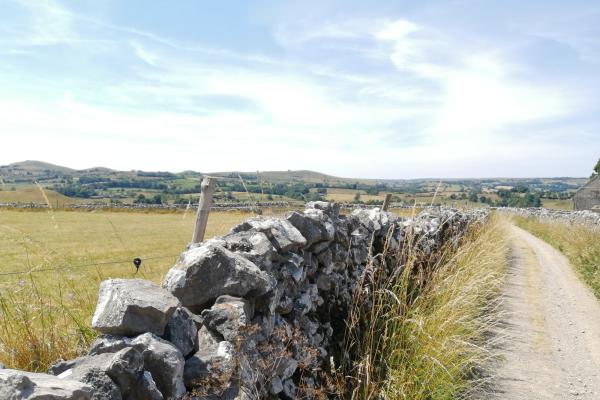 Track and view on path from YHA Hartington Hall
