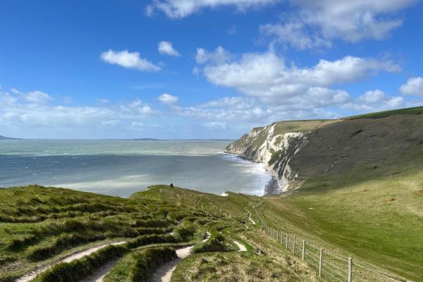 Dorset coastal path on a sunny day
