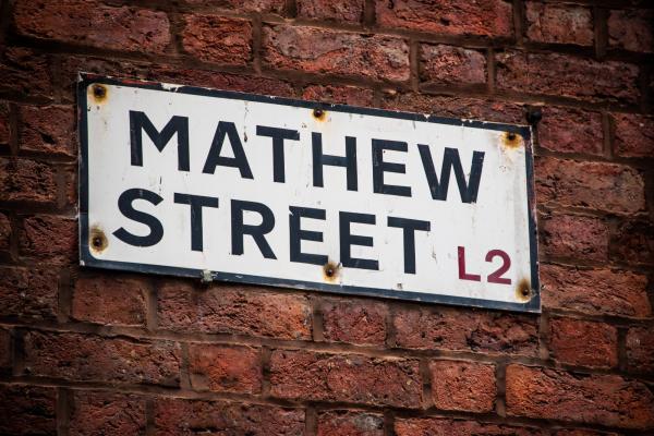 Matthew Street sign, Liverpool