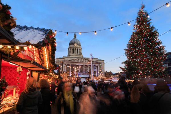 Nottingham Christmas Market at night