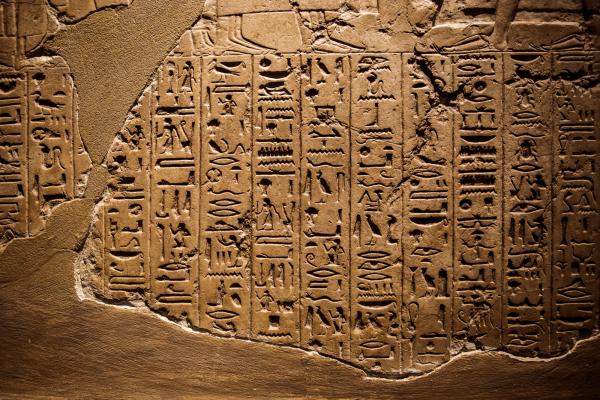 Egyptian hieroglyphs on a stone