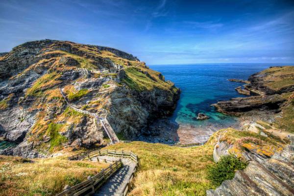 View of Tintagel Castle in Cornwall