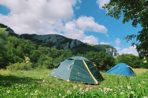 Two tents in the countryside