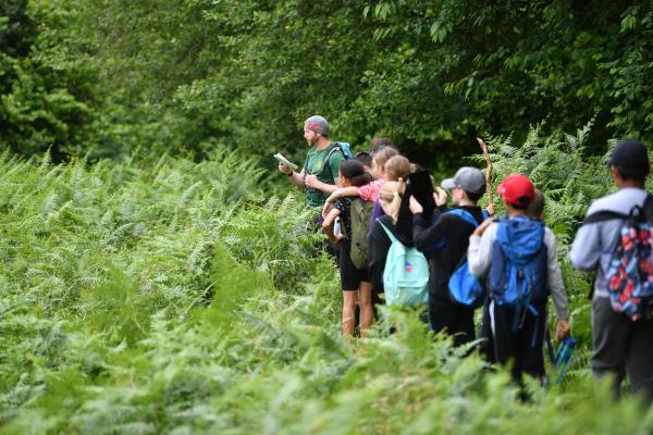 Group of school children on a residential at YHA Wye Valley