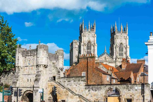 View over rooftops of York on sunny day
