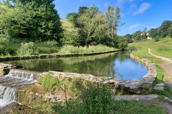 Youlgreave, River Bradford with waterfall