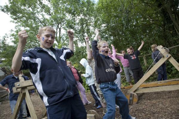Group of school children on an activity break at YHA Castleton Losehill Hall