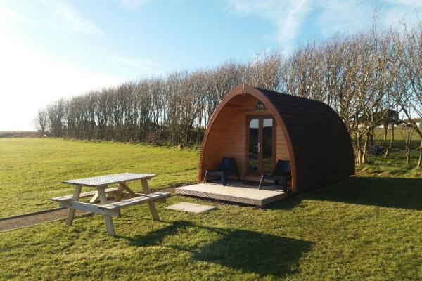 Camping pod outdoors in autumn