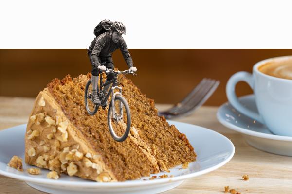 Cuppa and cake cyclist illustration