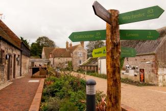 signpost in the courtyard at YHA South Downs YHA South Downs sign