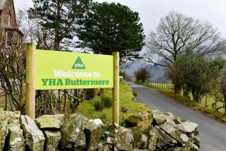 YHA Buttermere entrance sign YHA Buttermere Sign