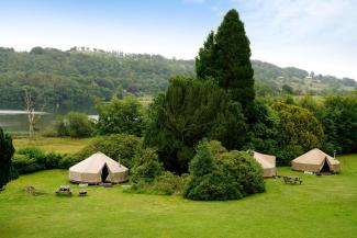 Premium bell tents in the grounds of YHA Hawkshead Premium bell tents in the grounds of YHA Hawkshead