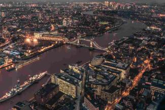 Aerial view of London at night Aerial view of London at night