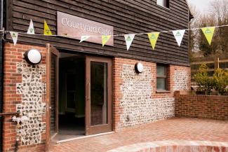 YHA South Downs cafe patio doors YHA South Downs Cafe Entrance