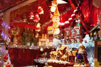 Christmas decorations at a Christmas market