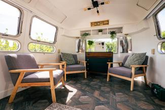 Seating area inside of an Airstream Seating area inside of an Airstream