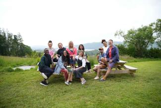 Interior Design Masters contestants Interior Design Masters contestants sat in the grounds of YHA Windermere