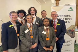 James Blake and Margaret Hart with Bobby Moore Academy students James Blake and Margaret Hart with Bobby Moore Academy students