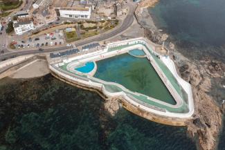 Aerial view of the Jubilee Lido in Penzance