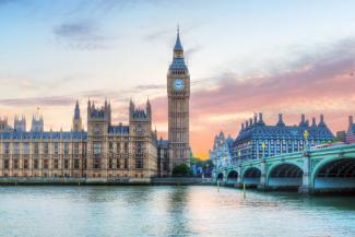View of London and River Thames at sunrise