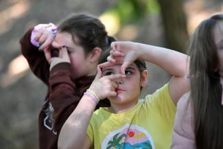 Children doing an outdoor activity at YHA Wye Valley