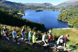 Group of children on a YHA residential near YHA Langdale