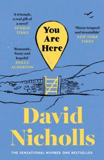 Blue and yellow book cover for You Are Here by David Nicholls