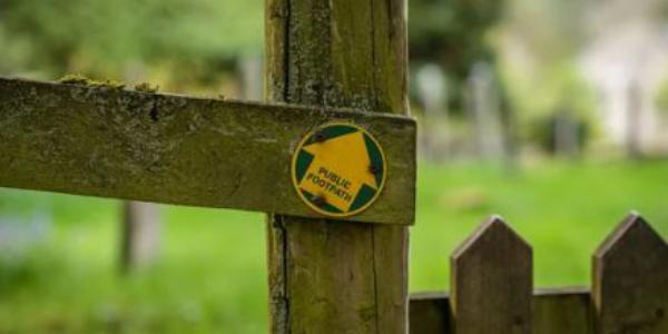 Public footpath sign in the countryside
