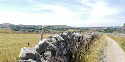 Track and view on path from YHA Hartington Hall