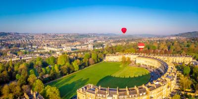 Birds eye view of Bath cityscape