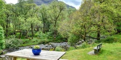YHA Borrowdale Grounds bench-overlooking-scenic-countryside