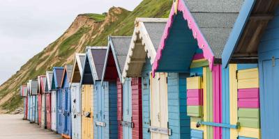 Pretty beach huts on Sheringham seafront