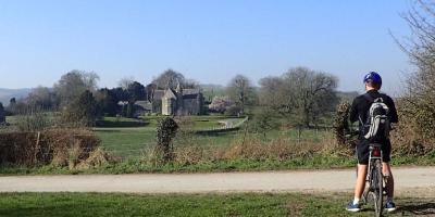 Cyclist overlooking Cholderton countryside