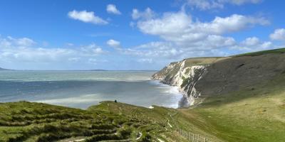 Dorset coastal path on a sunny day