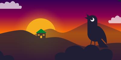 Early birds catch the best holiday deals with YHA Illustration of bird looking up at the sky with a hostel in the background