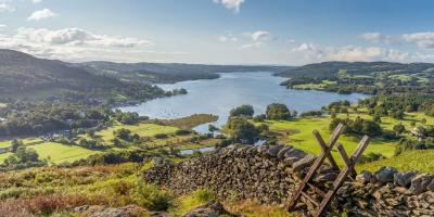 Lakeland view of Windermere from Loughrigg Fell Lakeland view of Windermere from Loughrigg Fell