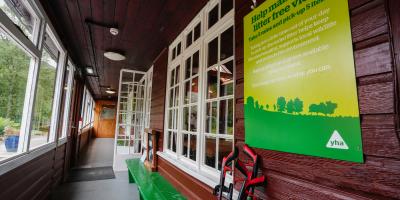 Porch area outside hostel entrance