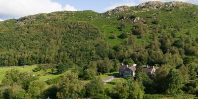 Aerial view of Landpods at YHA Eskdale