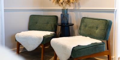 YHA Port Eynon seating area with cosy blankets