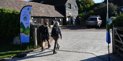 Walkers outside of YHA South Downs