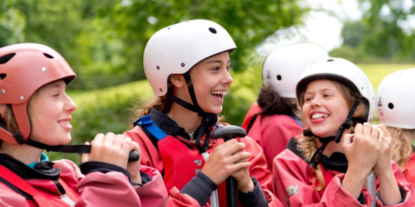 Children wearing helmets