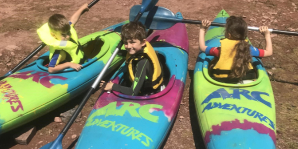 Children in canoes