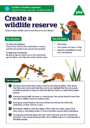 Create a wildlife reserve activity sheet