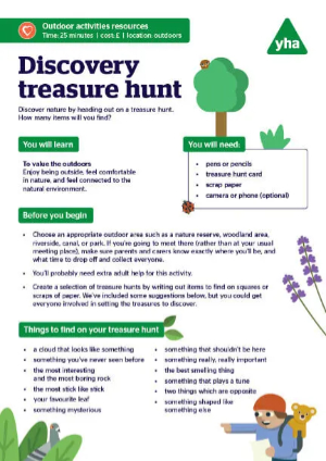 Discovery treasure hunt activity sheet